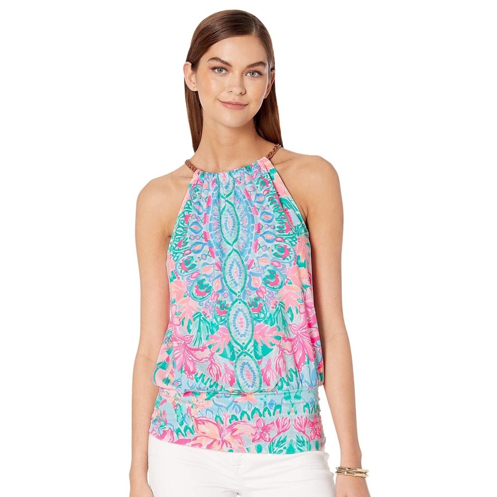 Lilly Pulitzer Bowen Halter Top in Hot Tamale